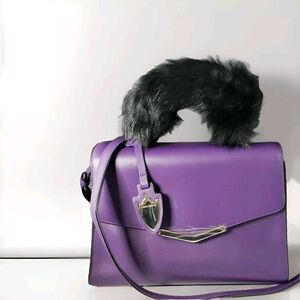 Times Arrow Handbag, Ava Purse Satchel Crossbody Real Leather Purple